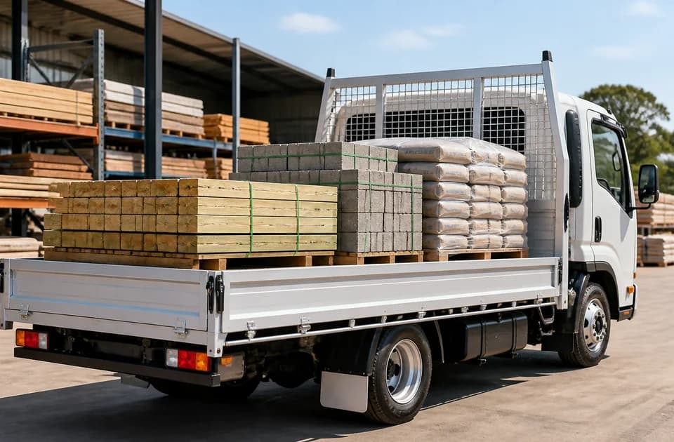 Builto delivery truck with building materials