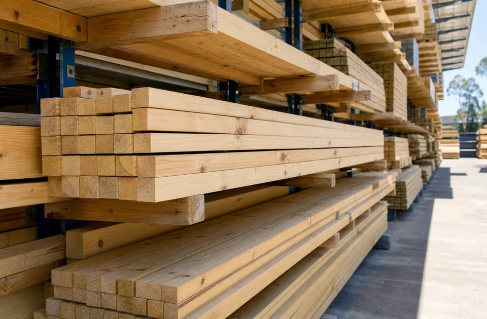 Timber framing stock at Builto