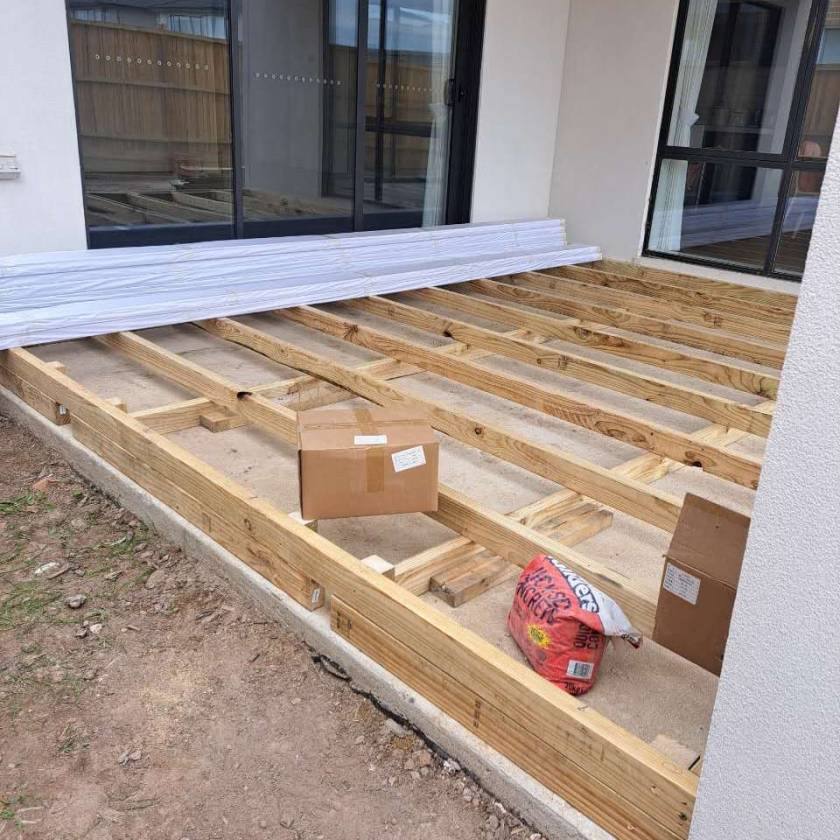 During: New Home Backyard Composite Decking